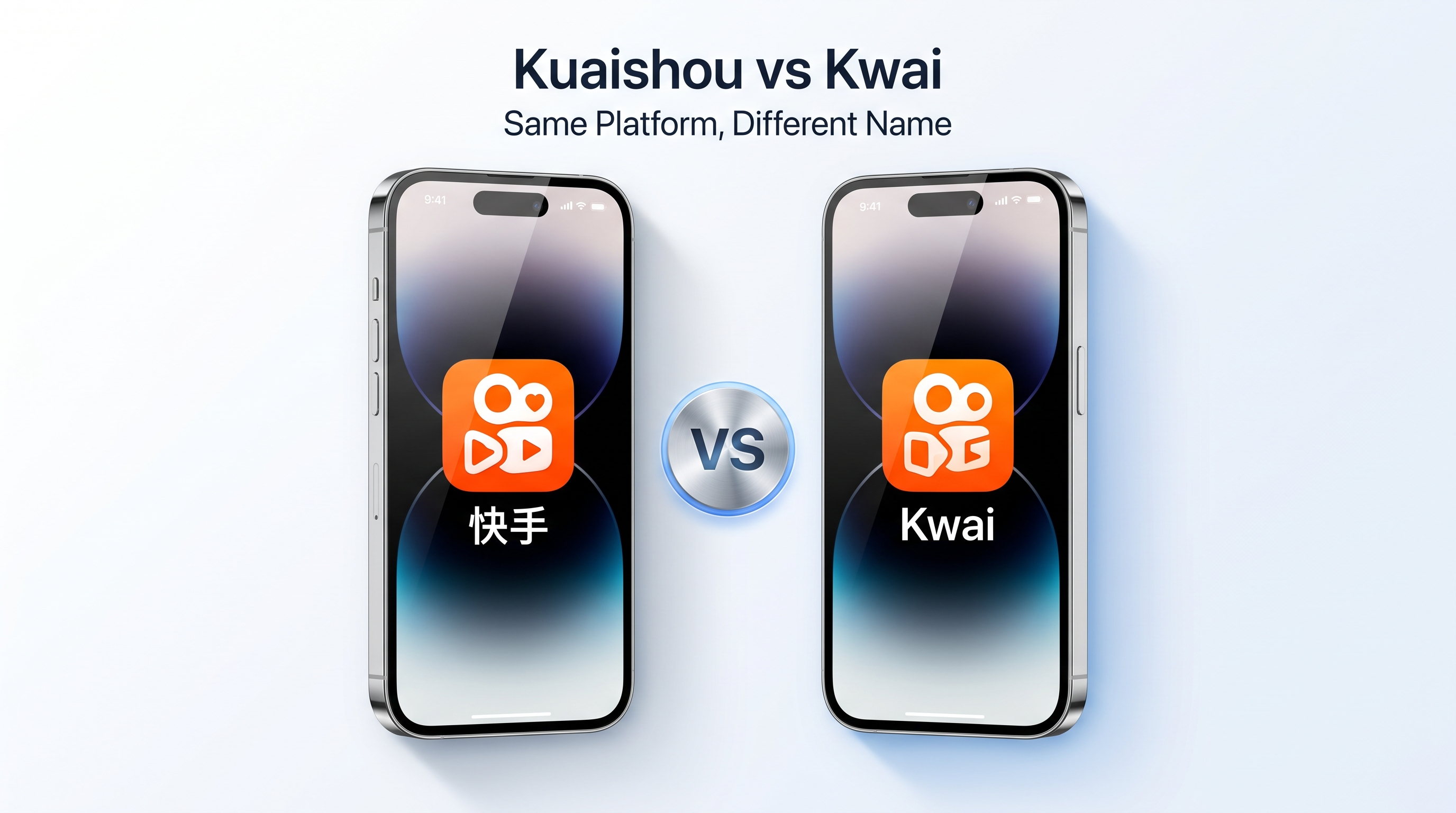 Side-by-side comparison of Kuaishou and Kwai app icons