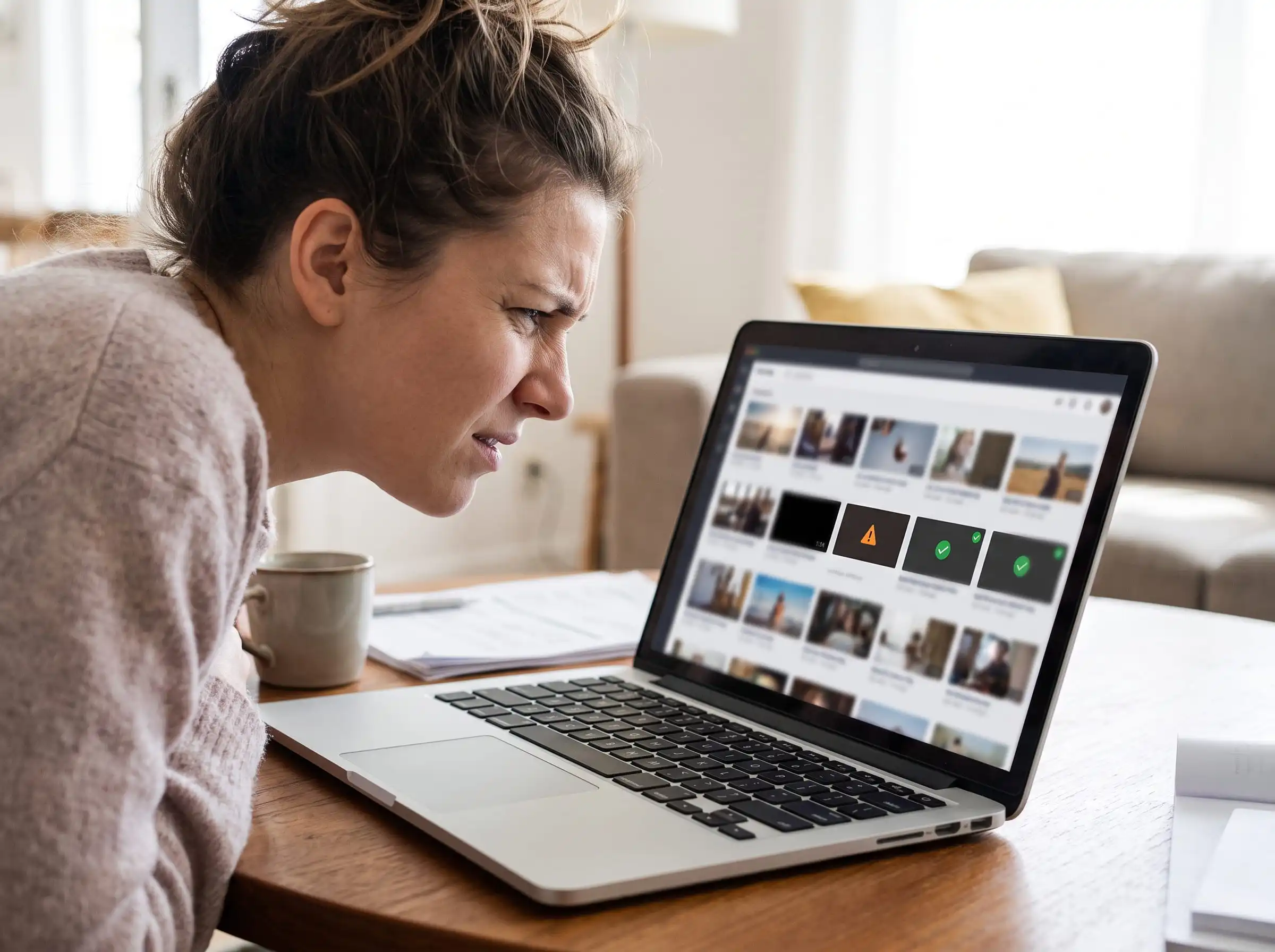 Person looking at a laptop screen while preparing a batch of Kwai video links