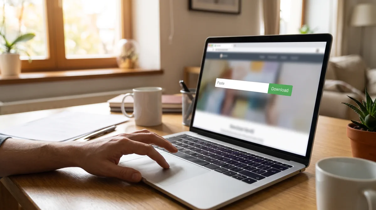Person using Safari on a Mac to download a Kuaishou video from a browser-based tool