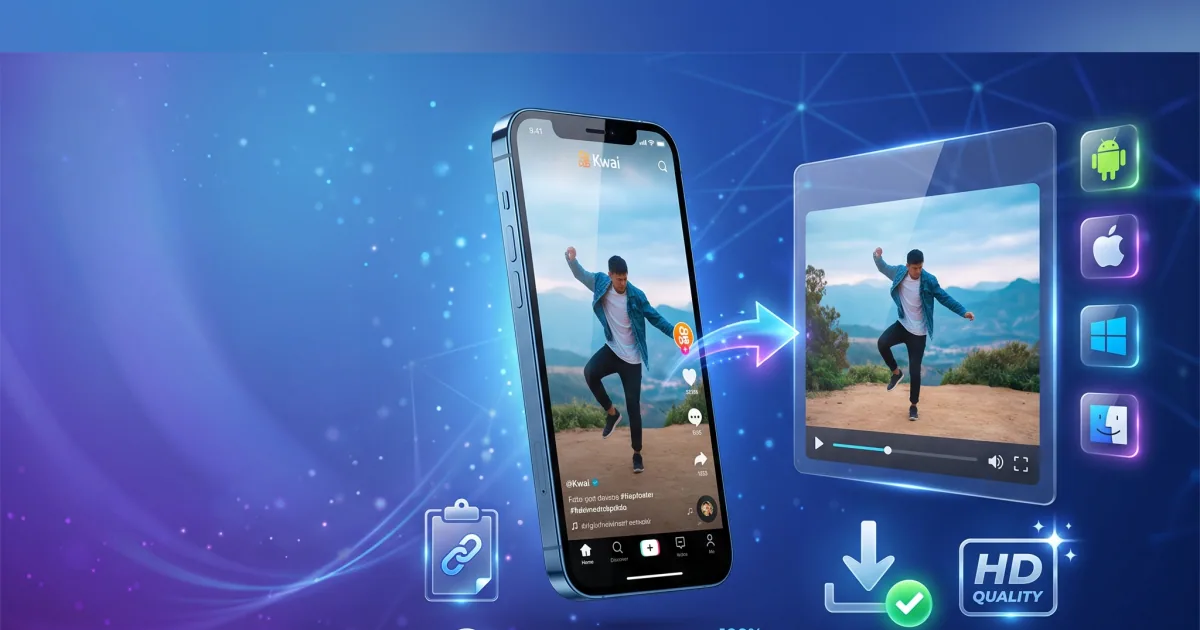 Person downloading clean Kwai video without watermark on smartphone