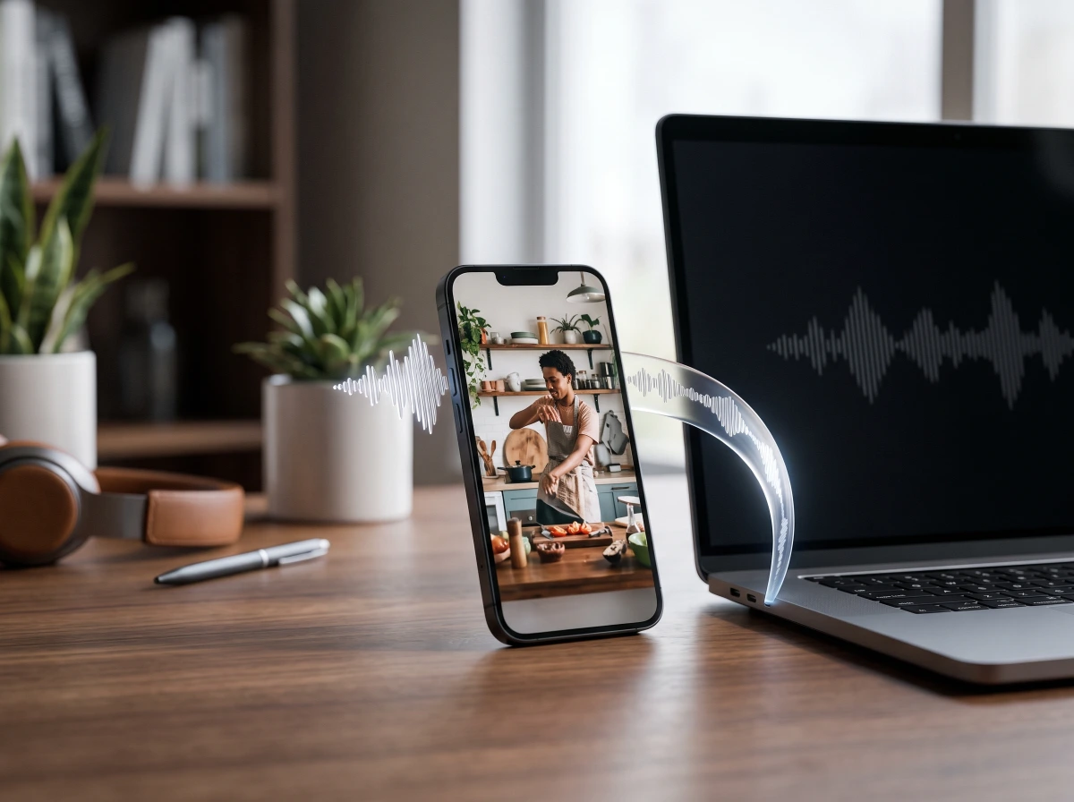 A video's audio track being converted from its original compressed format into MP3
